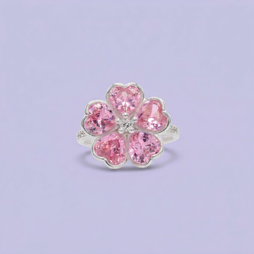 Anillo de Plata .9025 Diseño de Flor de Trebol con Zirconia Rosita mod. 2793