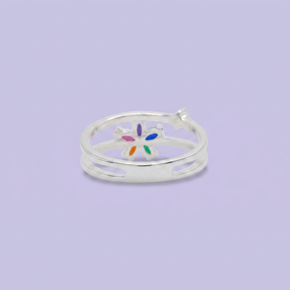 Anillo de Plata .9025 con Diseño Floral de Zirconias Multicolor mod. 2798