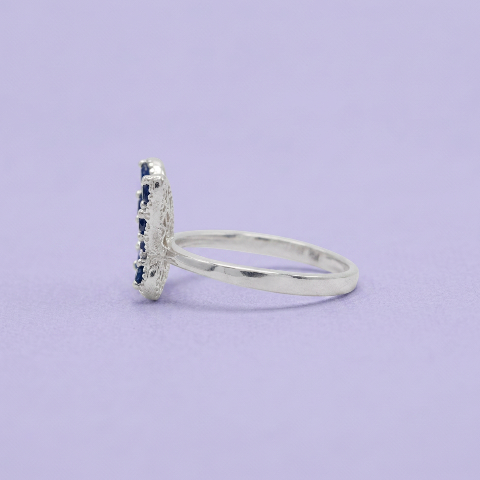 Anillo de Plata .9025 Diseño de Mariposa con Zirconia Azul mod. 2791