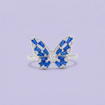 Anillo de Plata .9025 Diseño de Mariposa con Zirconia Azul mod. 2791