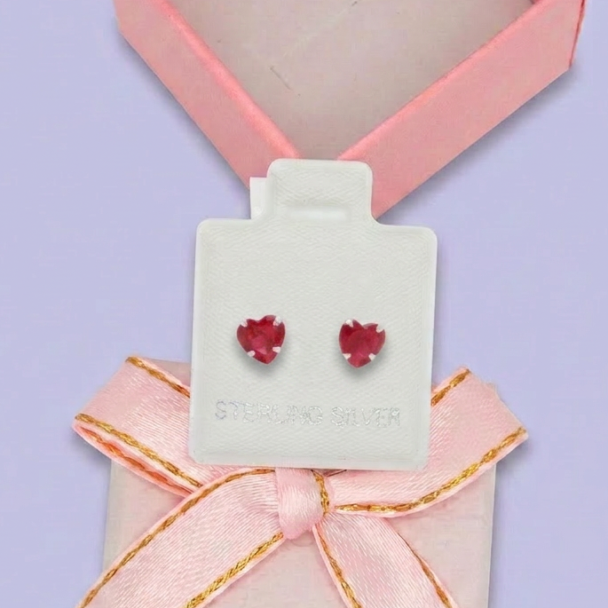 Broquel de Plata .925 Corazon Rosa Brillante de Zirconia mod. 2540