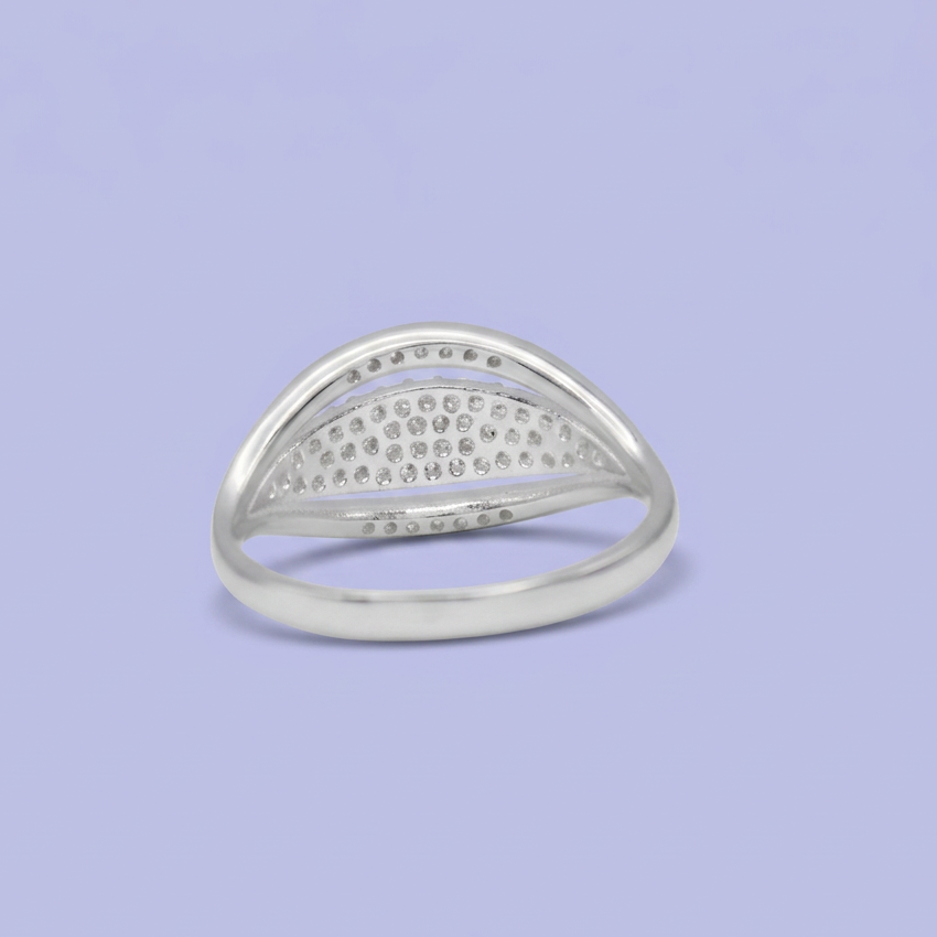 Anillo de Plata .925 Triple Linea con Incrustación de Zirconias Brillantes mod. 3148