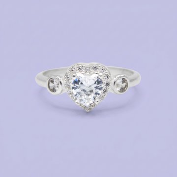 Anillo de Plata .925  Corazón Chico con Incrustación de Zirconias Brillantes mod. 3113