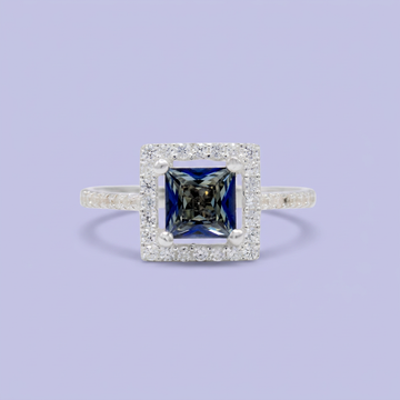 Anillo de Plata .925 Cuadrado Topacio con Incrustación de Zirconia mod. 3146