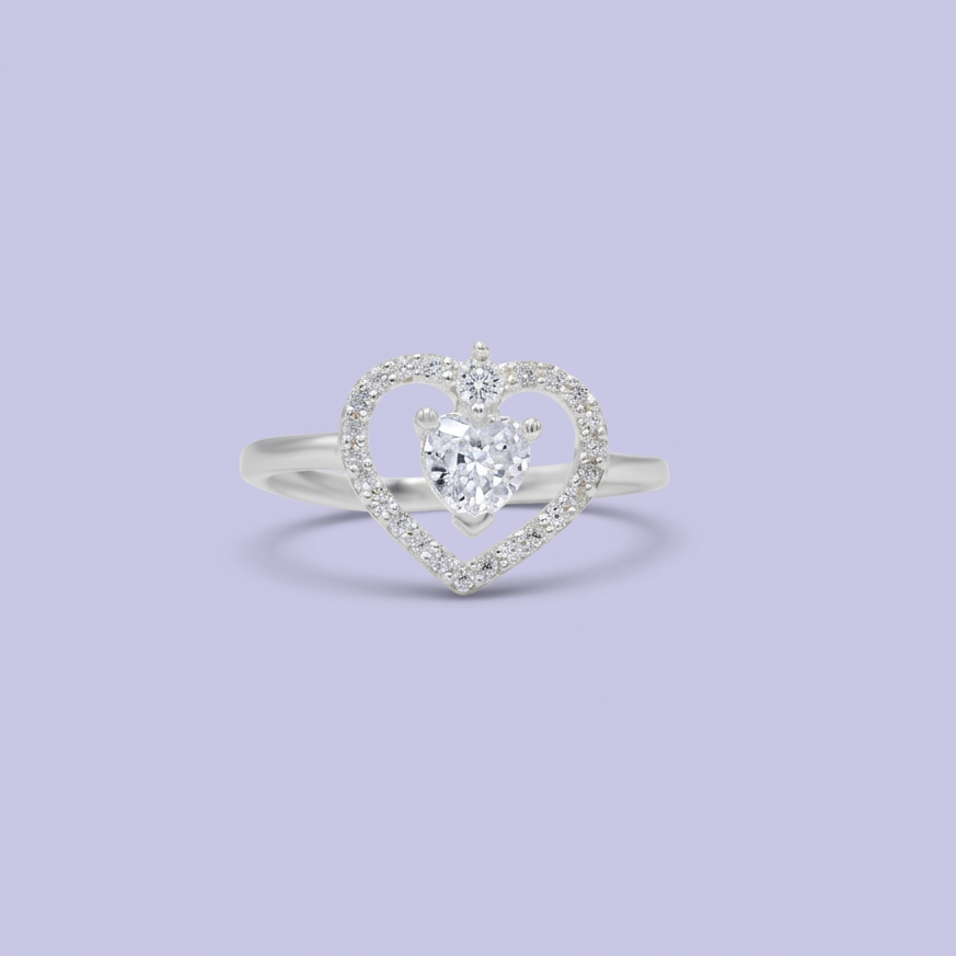Anillo de Plata .925  Corazón Calado con Incrustación de Zirconia mod. 3134