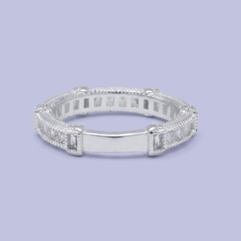 Anillo de Plata .925 Churrumbela Con Réctangulos e Incrustación de Zirconias mod. 3121