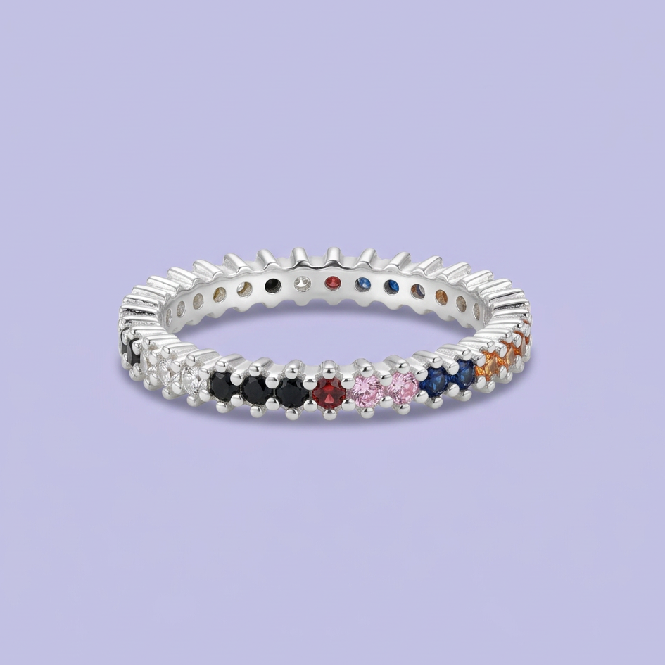 Anillo de Plata .925 Churumbela con Zirconia de Arcoíris mod. 3137