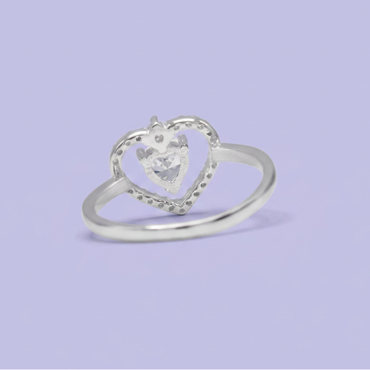 Anillo de Plata .925  Corazón Calado con Incrustación de Zirconia mod. 3134