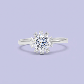 Anillo de Plata .925 de Compromiso con Diseño de Flor y Zirconia Brillante mod. 3132