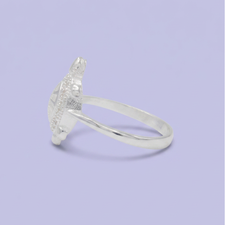 Anillo de Plata .925  Tortuga Marina Calada con Zirconia mod. 3115