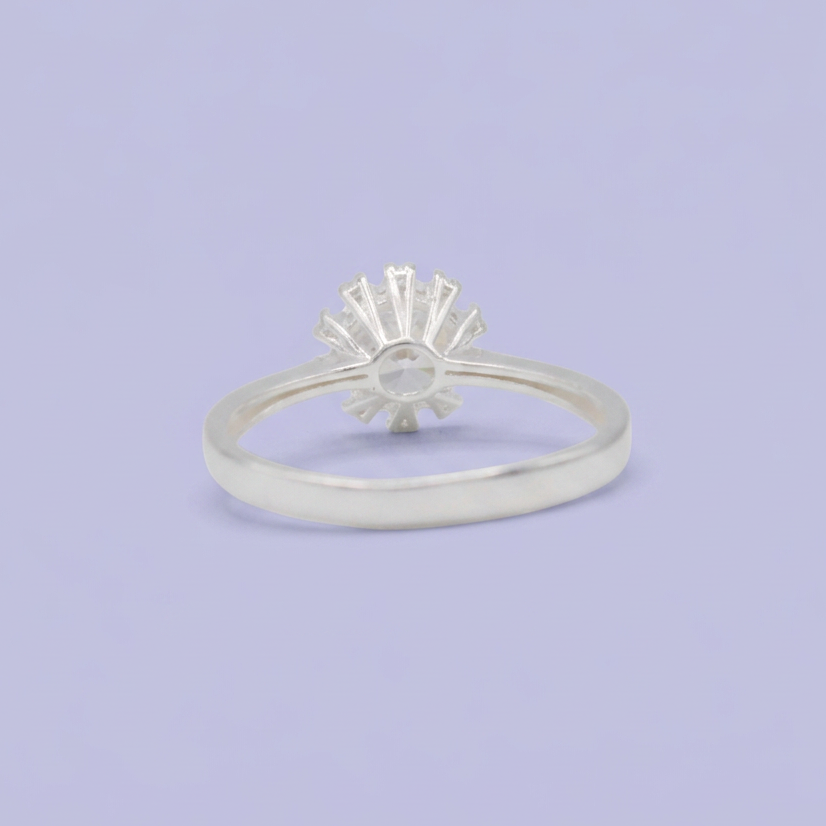 Anillo de Plata .925 de Compromiso con Diseño de Flor y Zirconia Brillante mod. 3132
