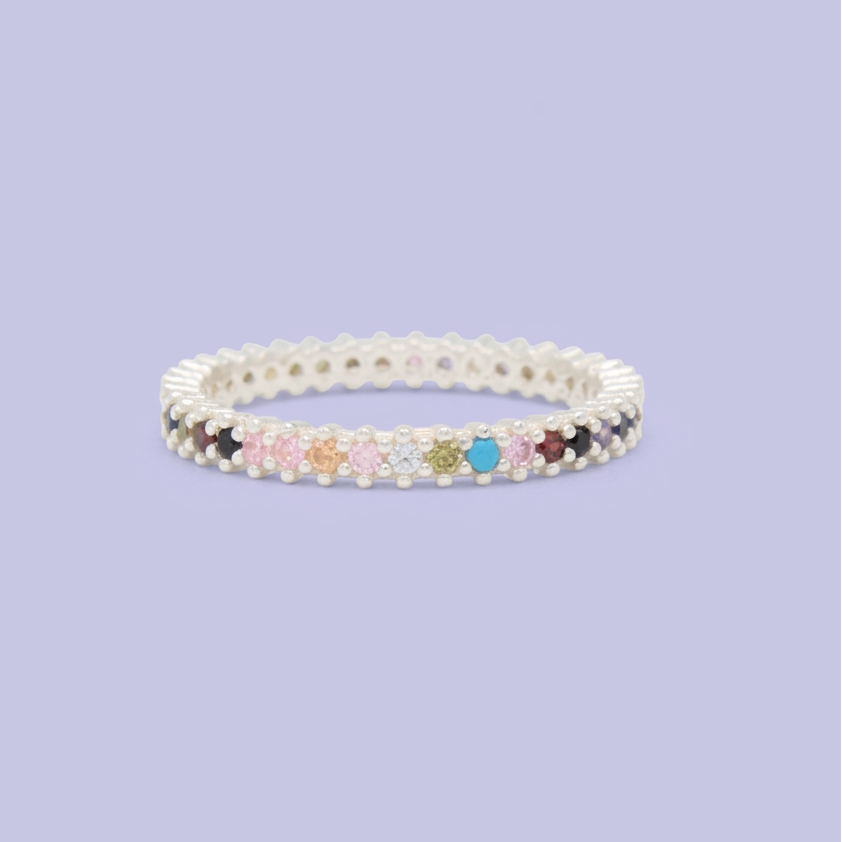 Anillo de Plata .925 Churumbela con Zirconia Multicolor mod. 3136