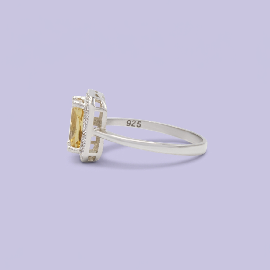Anillo de Plata .925 Rectangular con Zirconia Verde Olivo mod. 3125