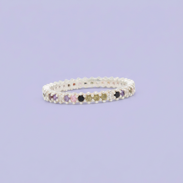 Anillo de Plata .925 Churumbela con Zirconia Multicolor mod. 3136