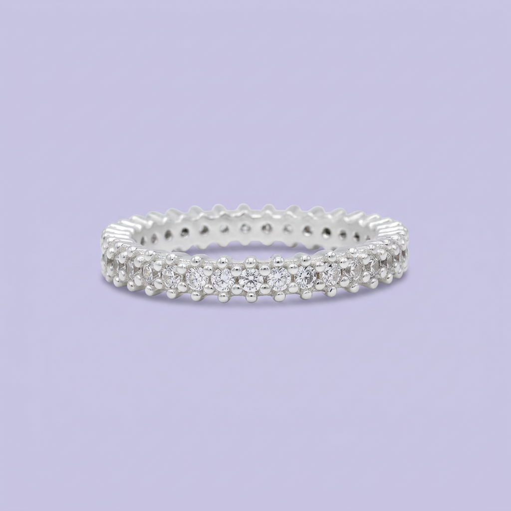 Anillo de Plata .925 Churumbela con Incrustación de Zirconia Radiante Blanca mod. 3147