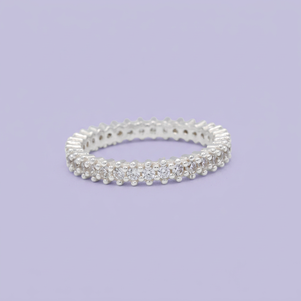 Anillo de Plata .925 Churumbela con Incrustación de Zirconia Radiante Blanca mod. 3147