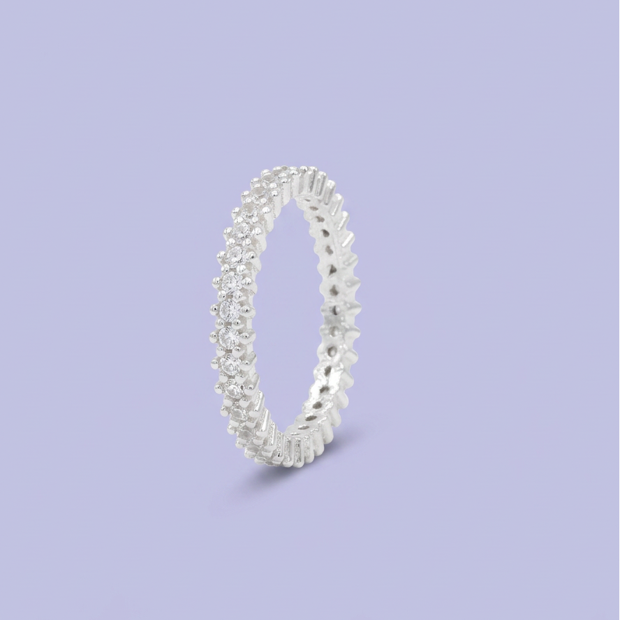 Anillo de Plata .925 Churumbela con Incrustación de Zirconia Radiante Blanca mod. 3147