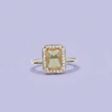Anillo de Plata .925 Rectangular con Zirconia Verde Olivo mod. 3125