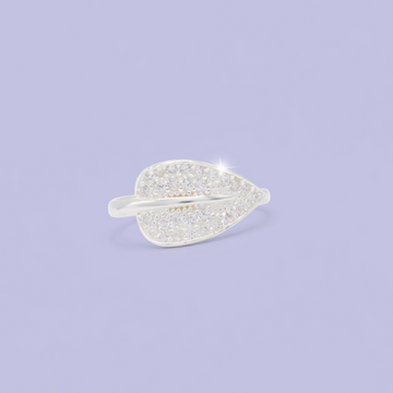 Anillo de Plata .925  con Diseño de Hoja Grande con Incrustación de Zirconia mod. 3145