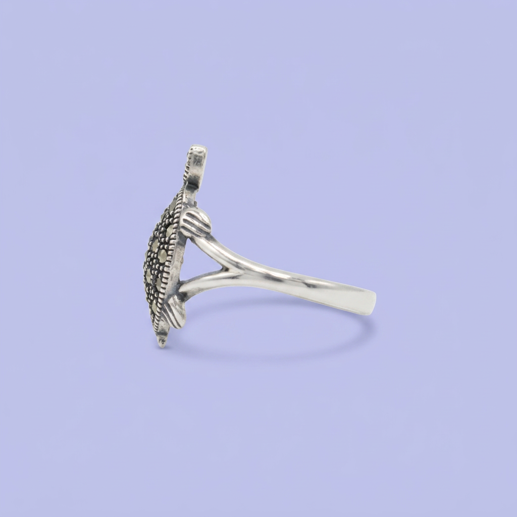 Anillo de Plata .925 Tortuga Incrustada de Marquesitas mod. 3152