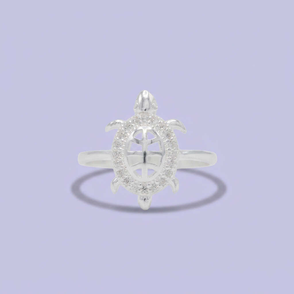 Anillo de Plata .925  Tortuga Marina Calada con Zirconia mod. 3115