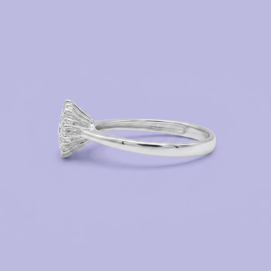 Anillo de Plata .925 de Compromiso con Diseño de Flor y Zirconia Brillante mod. 3132