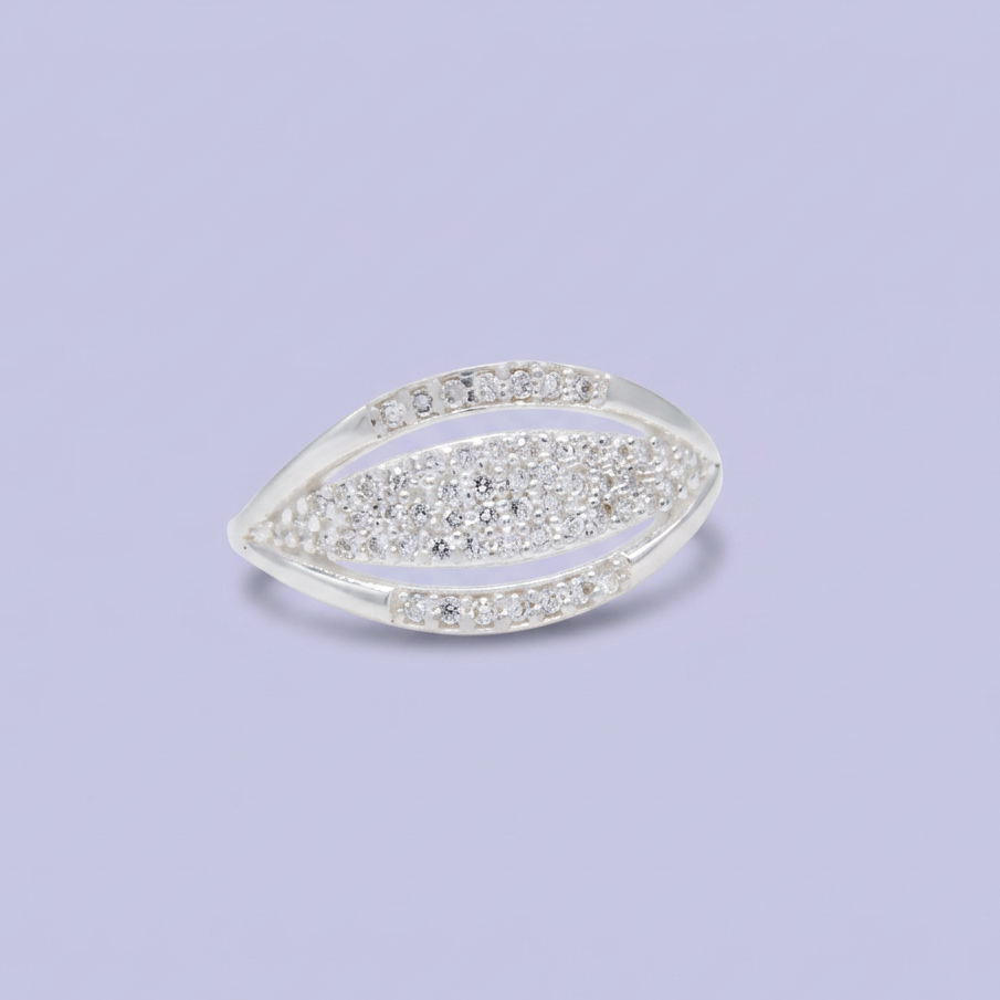 Anillo de Plata .925 Triple Linea con Incrustación de Zirconias Brillantes mod. 3148