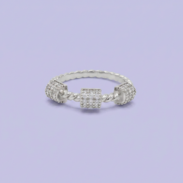 Anillo de Plata .925 Diseño Trenzado Brillante con Incrustacion de Zirconias mod. 2644