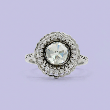 Anillo Solitario de Plata .925 Gran Flor con Zirconia mod. 2414