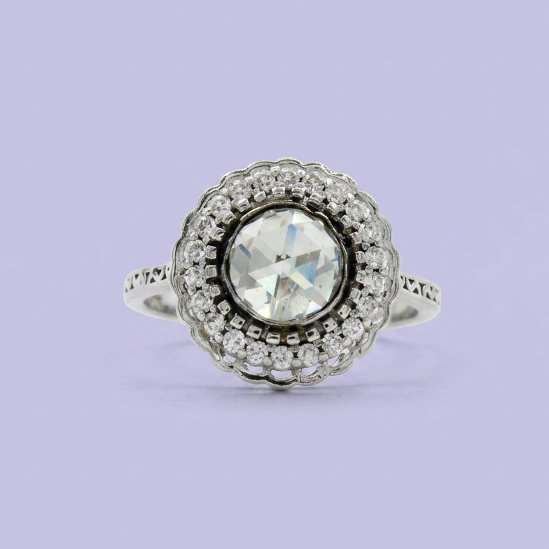 Anillo Solitario de Plata .925 Gran Flor con Zirconia mod. 2414