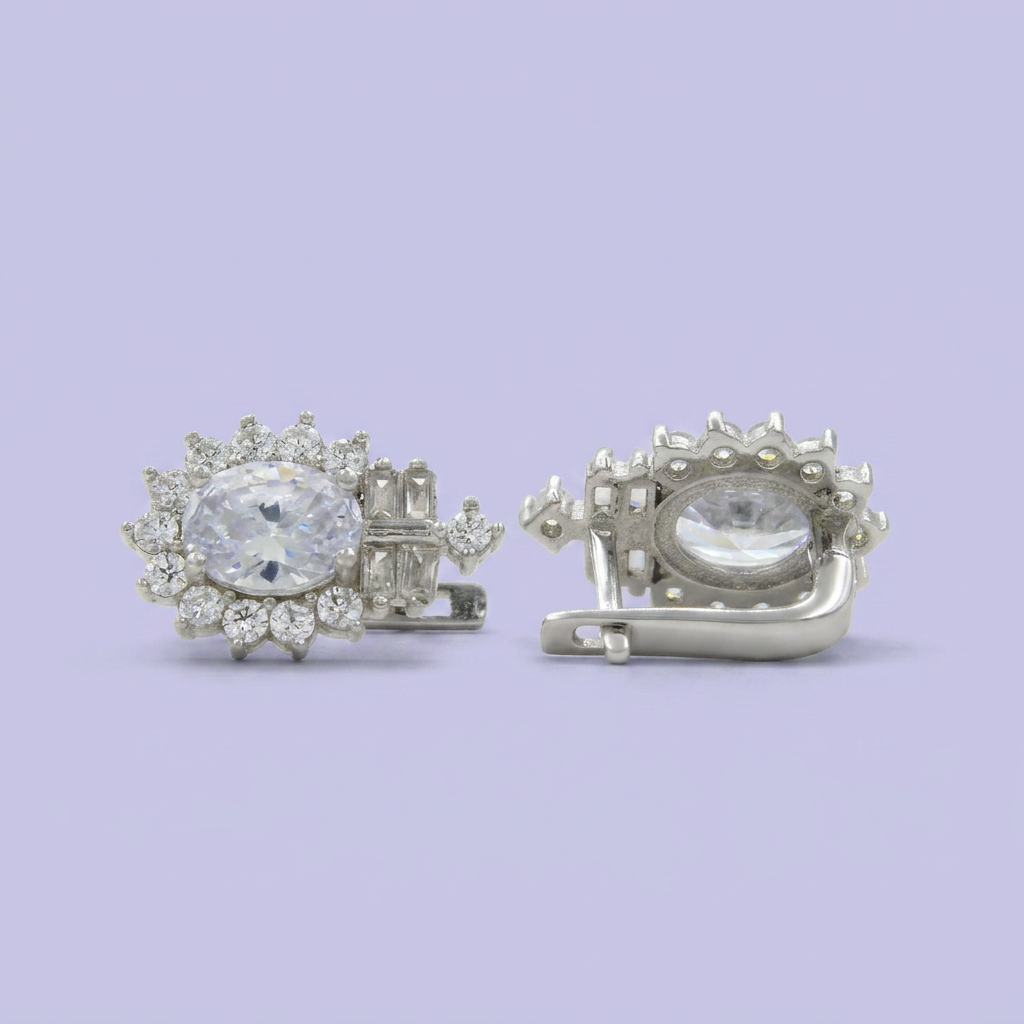 Coordinado de Plata .925 Flores de Zirconias Translucidas mod. 2475