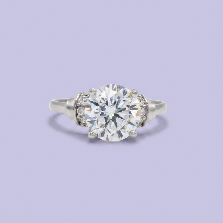 Anillo de Compromiso plata .925 con Zirconia Central Circular mod. 2710