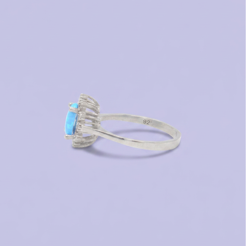 Coordinado de Plata .925 Con Diseño De Gota Opalo y Zirconias mod. 2954