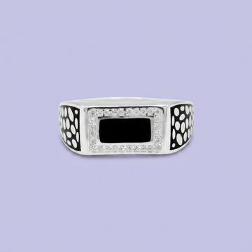 Anillo de Plata .925 Diseño Manchado con Bisel de Zirconias mod. 2659