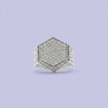 Anillo de Plata .925 Hexágono con Zirconias mod. 2357