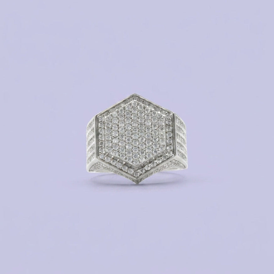 Anillo de Plata .925 Hexágono con Zirconias mod. 2357
