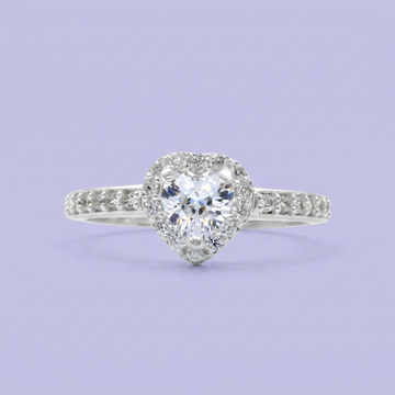 Anillo Solitario de Plata .925 Corazón con Corte Princesa mod. 2421