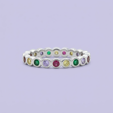 Anillo de Plata .925 Arcoiris de Zirconias mod. 2164