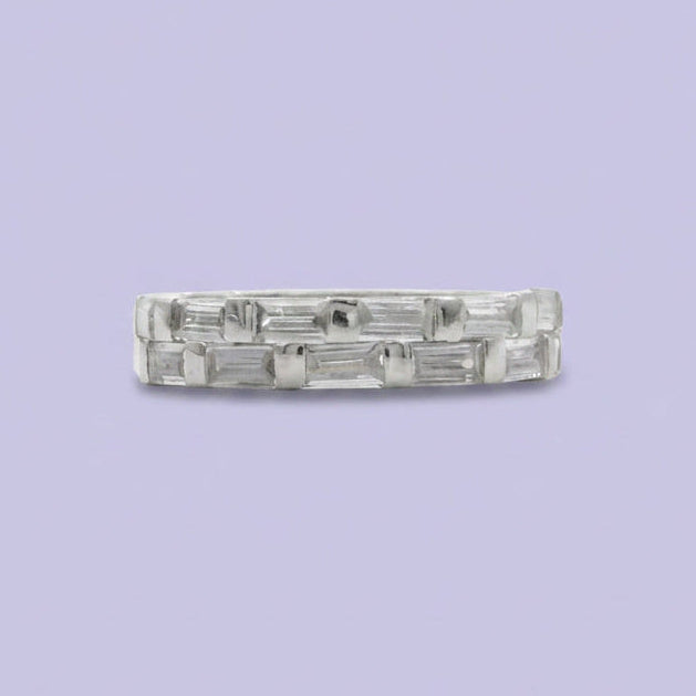 Anillo de Plata .925 Cintillo Baguette Doble Carril mod. 2360