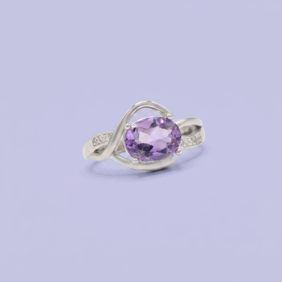 Coordinado de Plata .925  Con Detalle de Lineas Cruzadas con Zirconia Morada e Incrustación mod. 2956