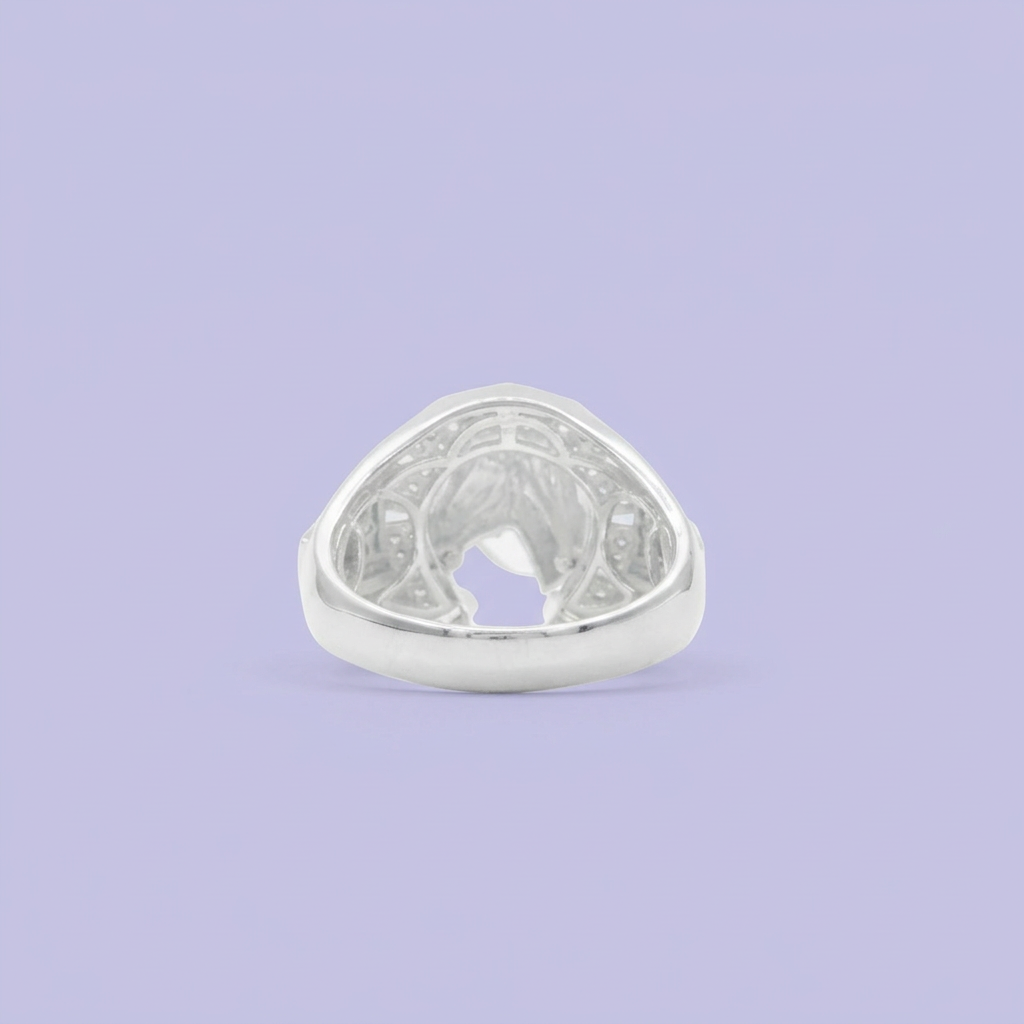 Anillo de Plata .925 Reluciente Caballo Acompañado de Zirconias mod. 2271