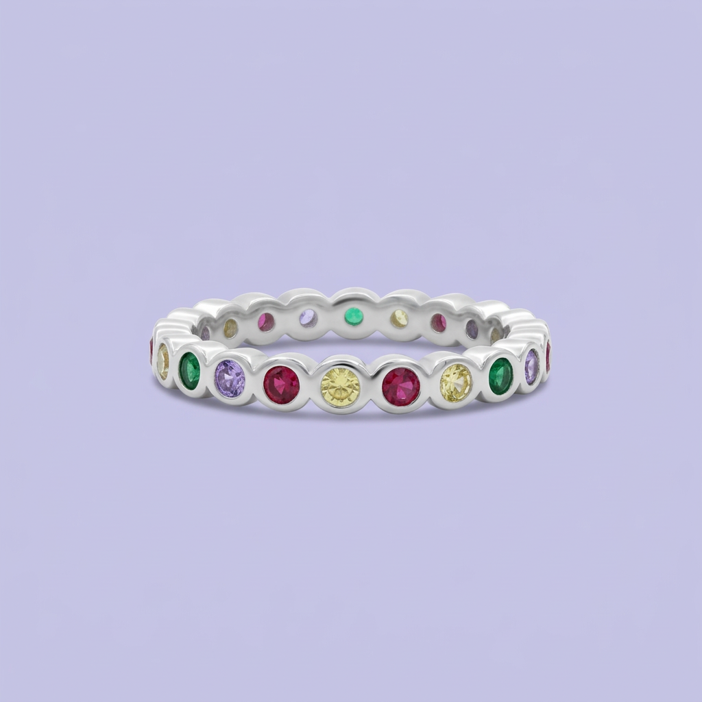 Anillo de Plata .925 Arcoiris de Zirconias mod. 2164