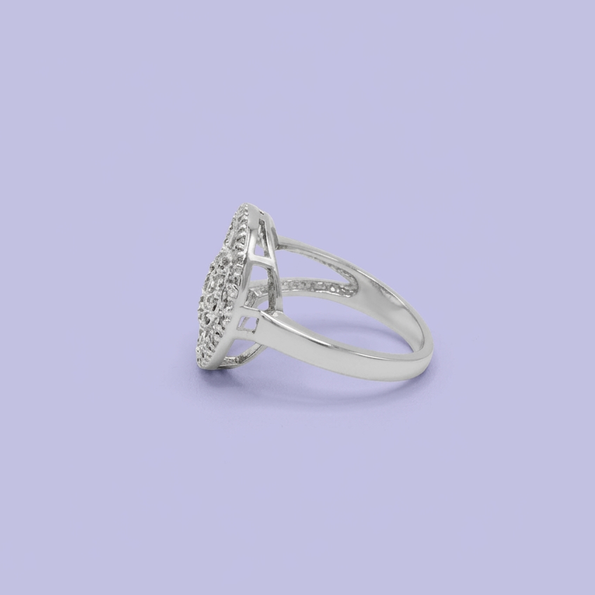 Anillo Solitario de Plata .925 Doble Circulo Brillante con Zirconias mod. 2643