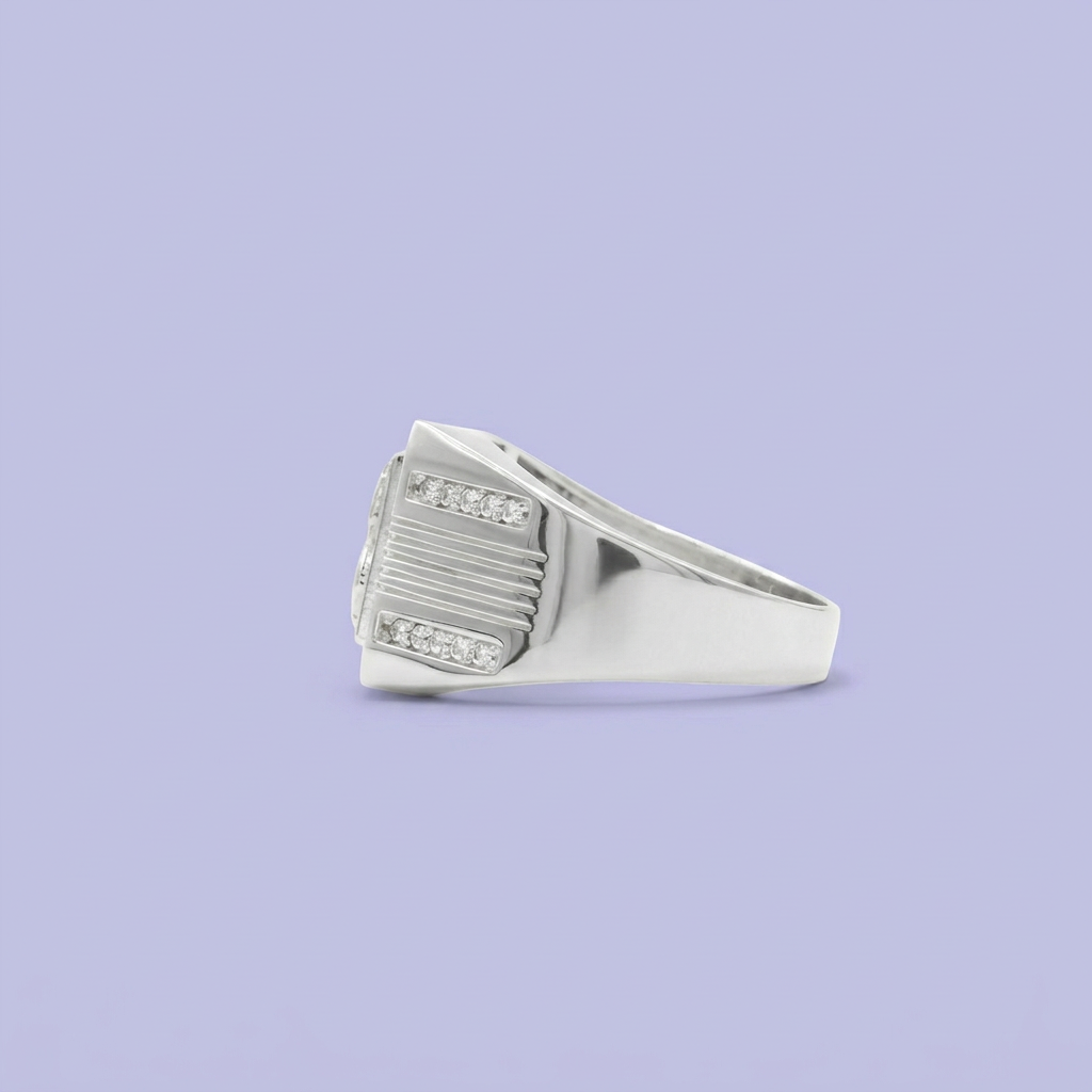 Anillo de Plata .925 Emblema de Dólar con Finas Zirconias mod. 2273