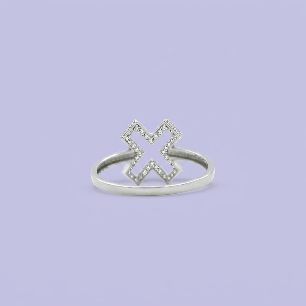 Anillo de Plata .925 Diseño Geométrico con Zirconias mod. 2162