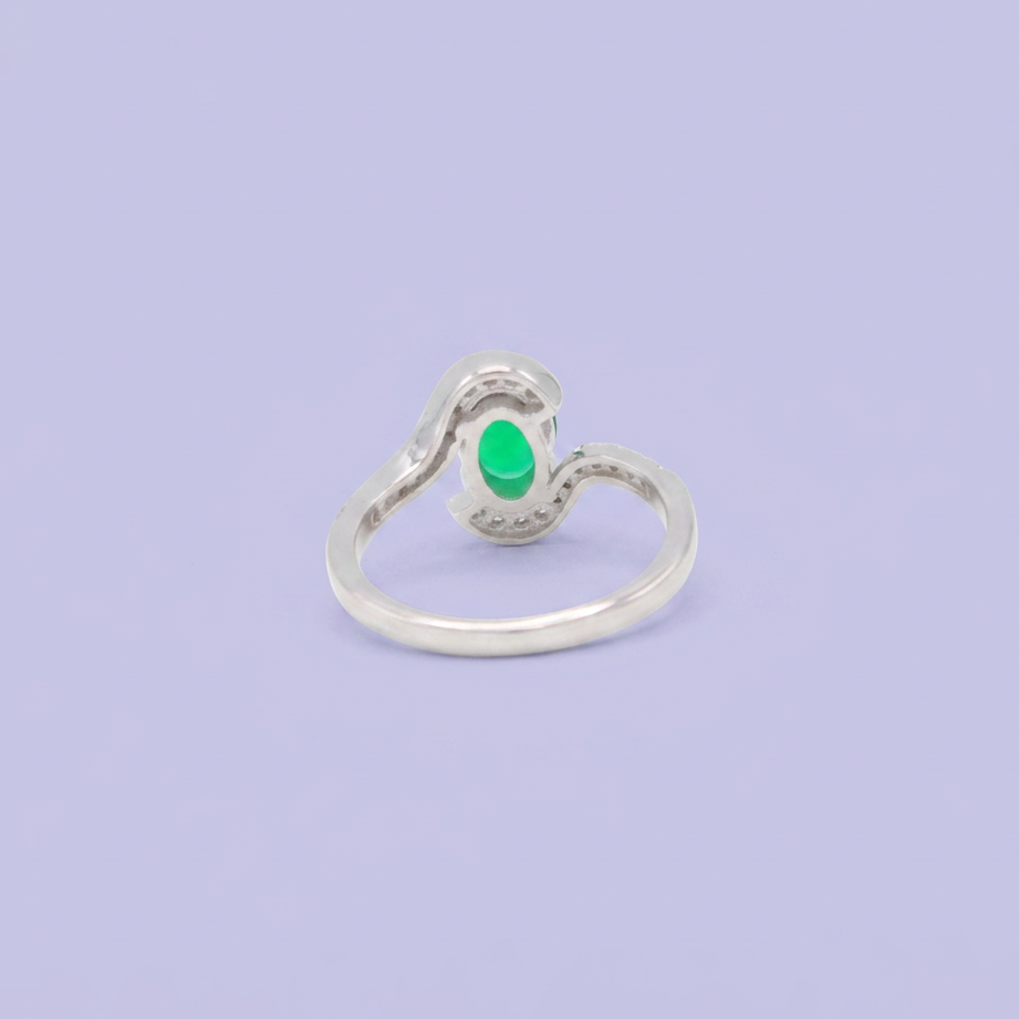 Anillo de Plata .925  Con Detalle Cruzado y Zirconia Color Esmeralda mod. 2925
