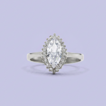 Anillo Solitario de Plata .925 con Corte Marquise mod. 2415
