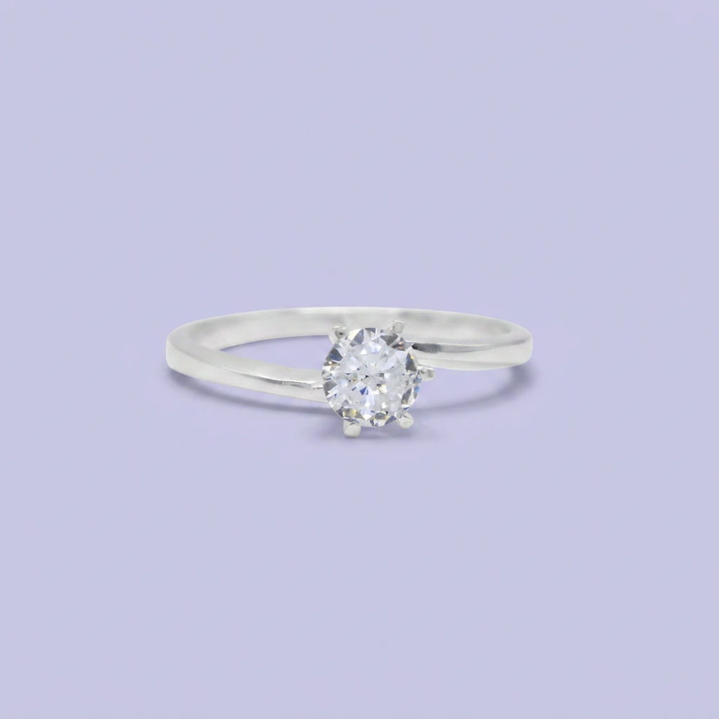 Anillo de Compromiso plata .925 Diseño Elegante cruzado con Zircinia mod. 2709