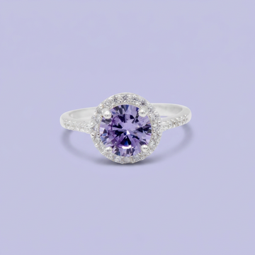 Anillo de Plata .925 con Diseño Circular con Zirconia Color Lila mod. 3112