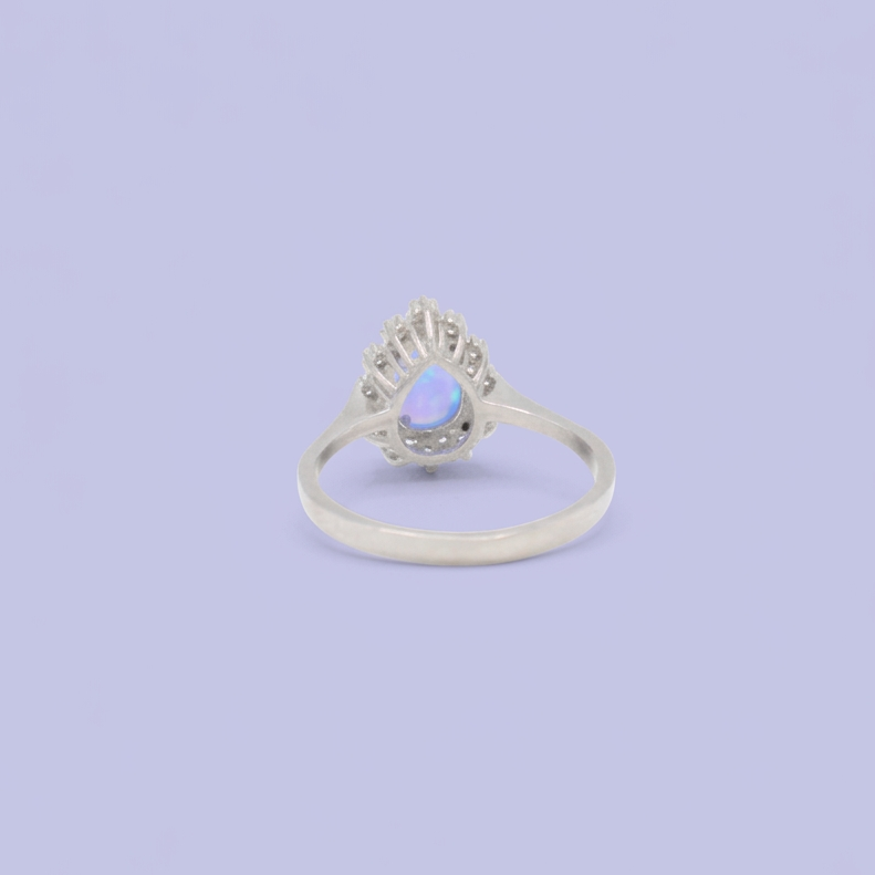 Coordinado de Plata .925 Con Diseño De Gota Opalo y Zirconias mod. 2954